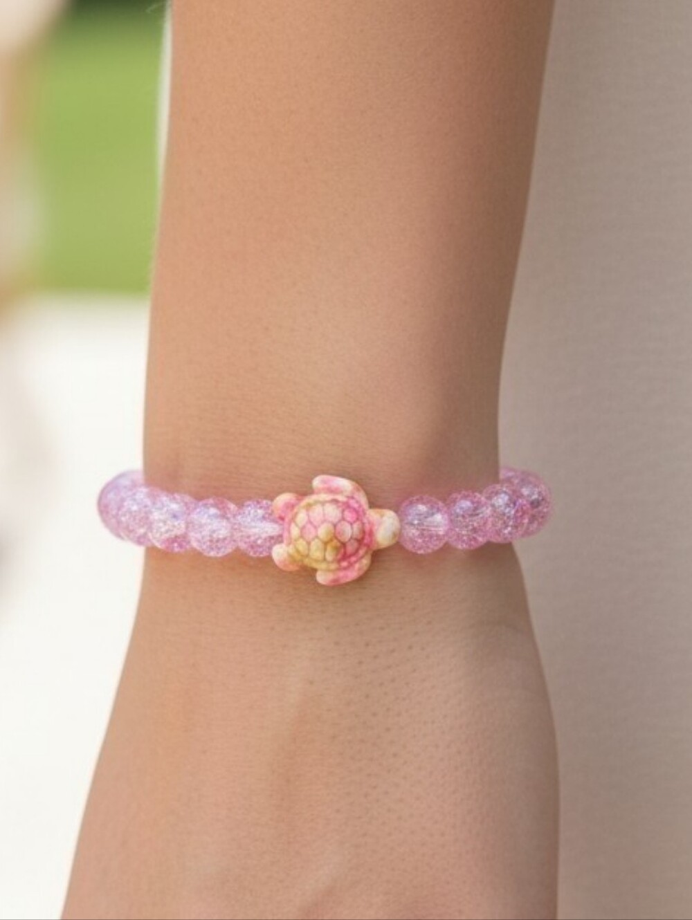 🩷Simply Southern Light Pink Turtle Tracker Bracelet, w/Pink & Cream Turtle, NWT